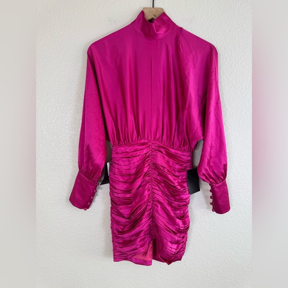 RETROFETE Silk Barbara Mini Dress in Orchid Pink size XS NEW $695 - Picture 10 of 16